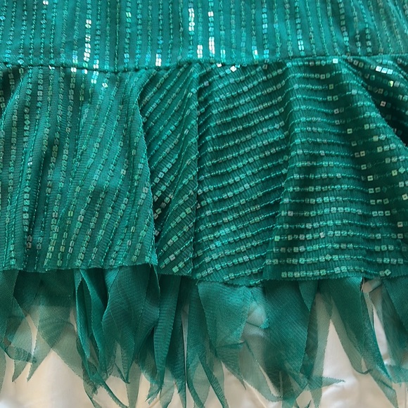 Vintage Emerald Green Retro Sequin Cocktail MIDI Dress Size 0 - Picture 8 of 14